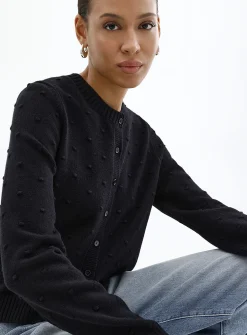 Solid pompom cardigan