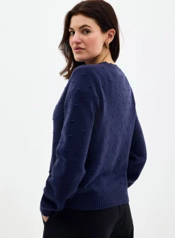 Solid pompom cardigan