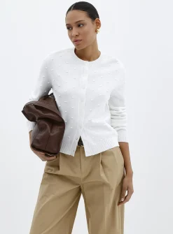Solid pompom cardigan