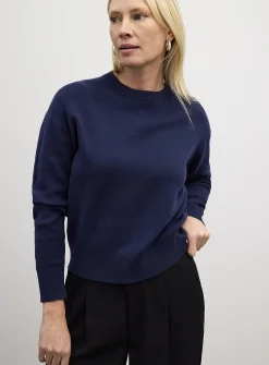 Solid pure cotton boxy-fit sweater
