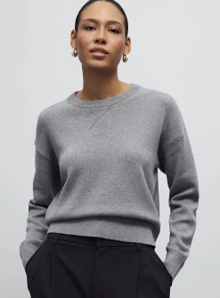Solid pure cotton boxy-fit sweater