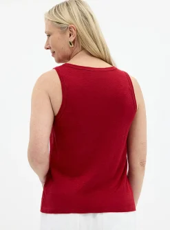 Solid pure linen crew-neck cami