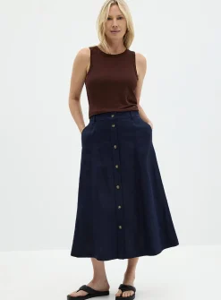 Solid pure linen crew-neck cami
