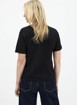Solid pure linen crew-neck T-shirt