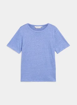Solid pure linen crew-neck T-shirt