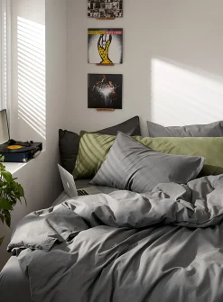 Solid pure organic cotton duvet cover set