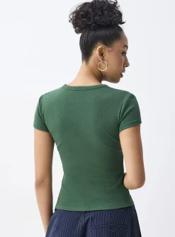 Solid ribbed fitted T-shirt