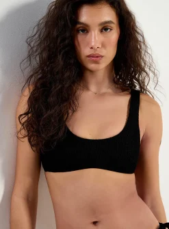 Solid ruffle-textured bralette