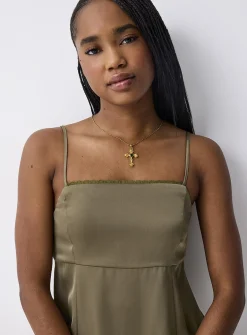 Solid satiny maxi dress