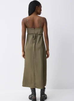 Solid satiny maxi dress