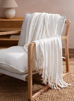 Solid soft plush fringed throw