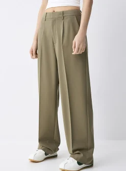 Solid straight dress pant