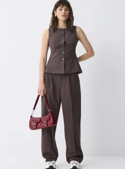 Solid straight dress pant