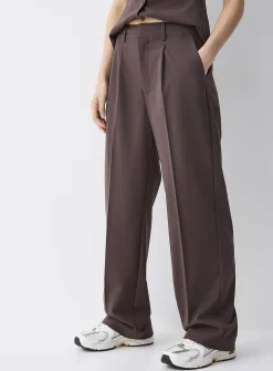 Solid straight dress pant
