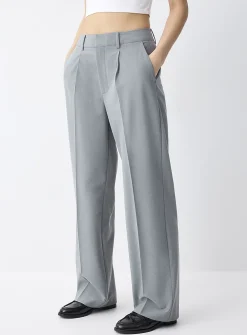 Solid straight dress pant