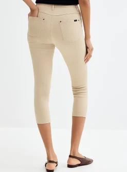 Solid stretch denim capri legging