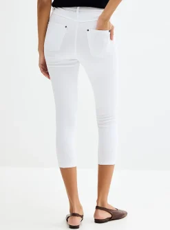 Solid stretch denim capri legging