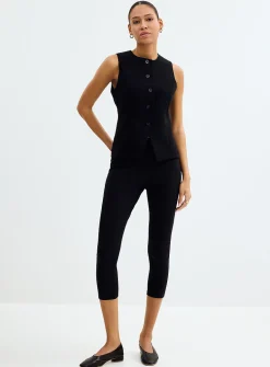 Solid stretch denim capri legging