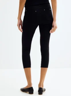 Solid stretch denim capri legging