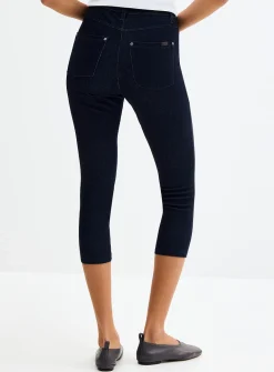 Solid stretch denim capri legging
