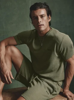 Solid waffle pyjama short