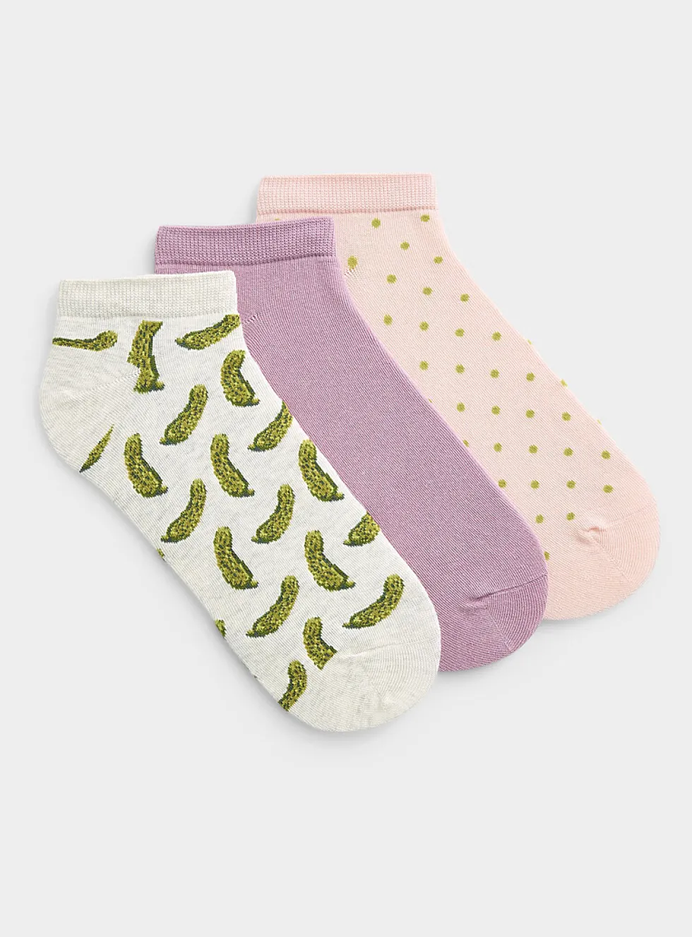 Solid/dotted/pickle ped socks