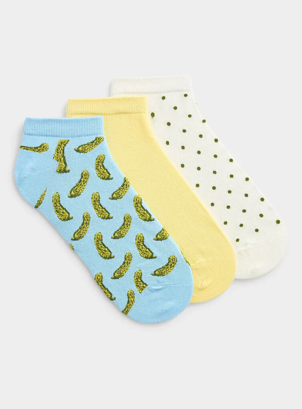 Solid/dotted/pickle ped socks