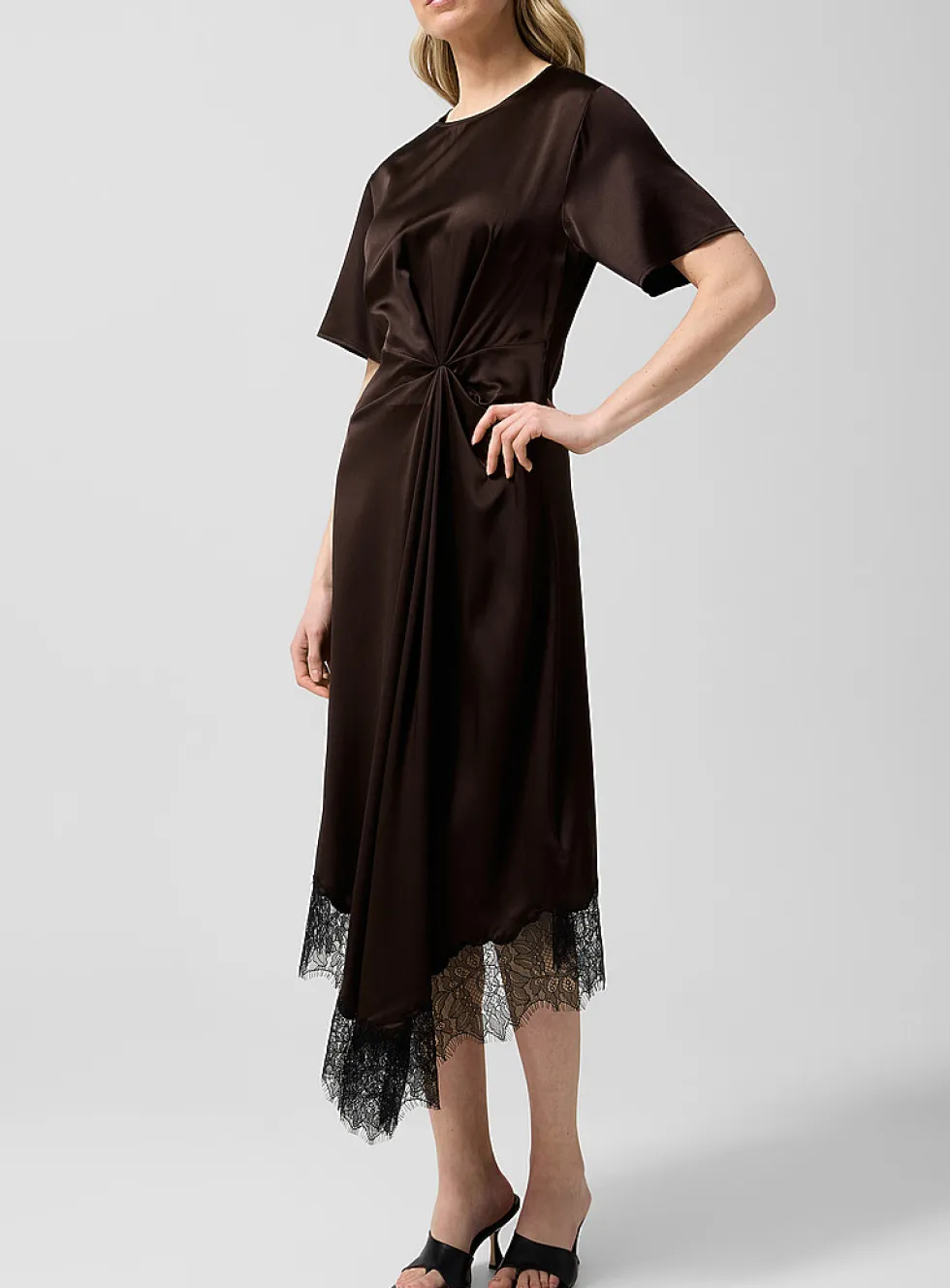 Sonoma ruched waist silk dress