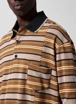 Sorel contrasting collar striped piqué polo shirt