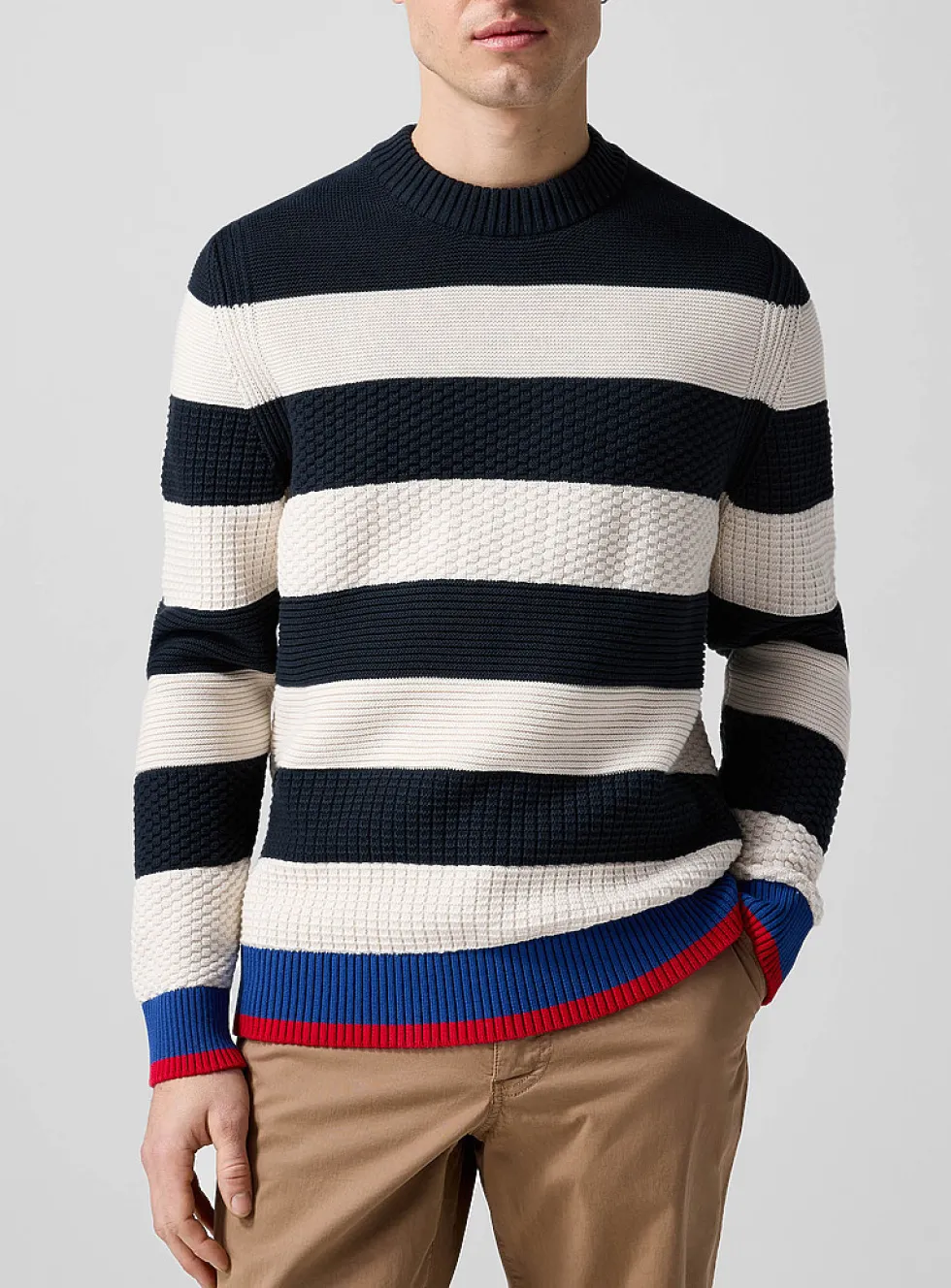 Southwold colourful trim striped knit sweater