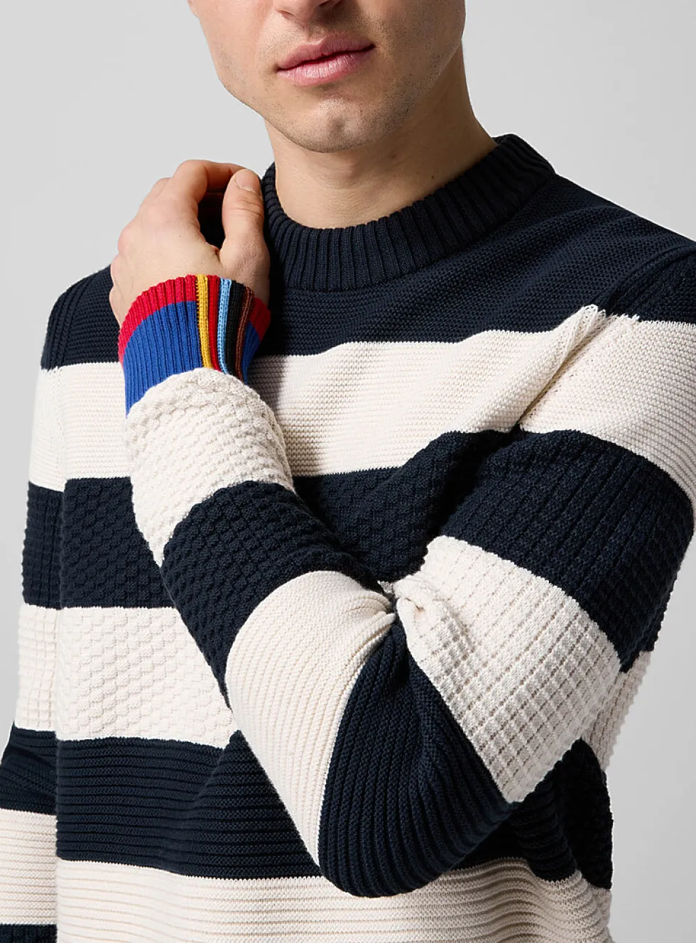 Southwold colourful trim striped knit sweater