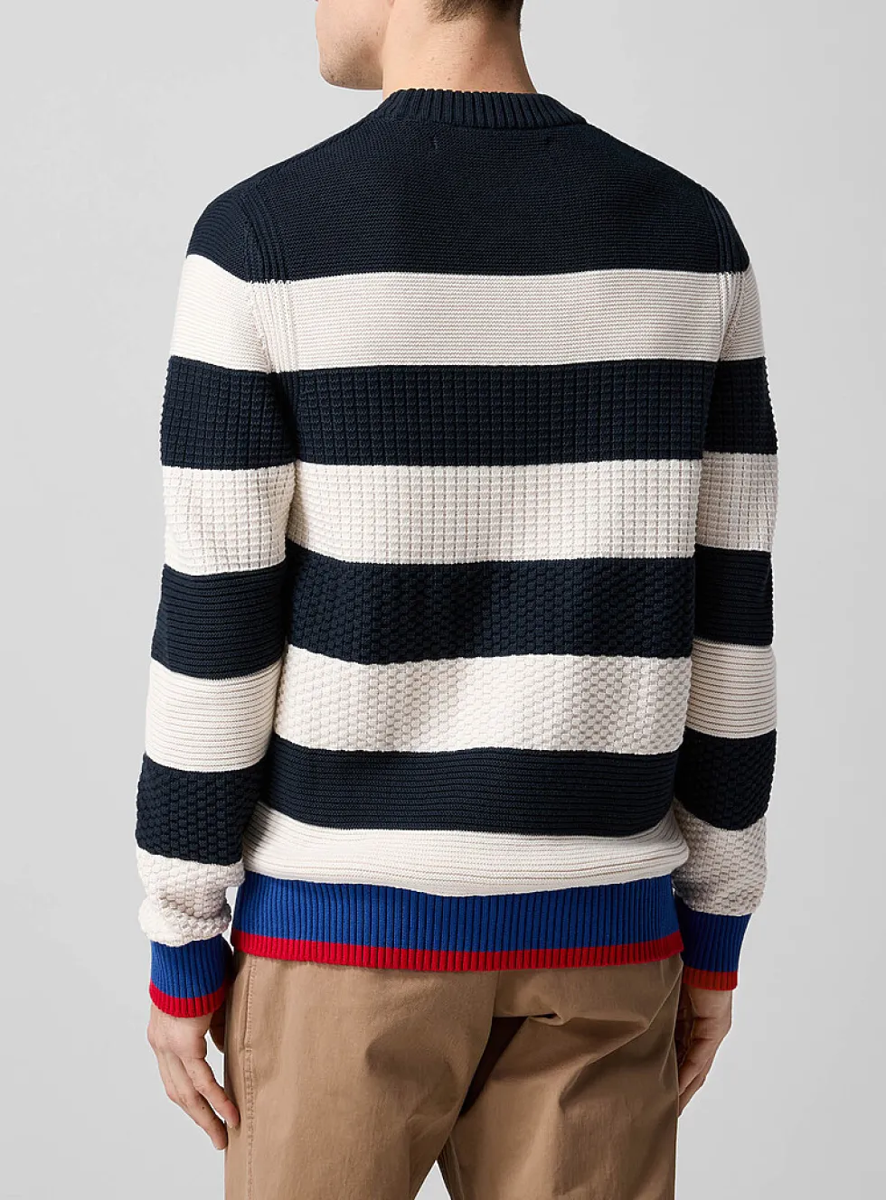 Southwold colourful trim striped knit sweater
