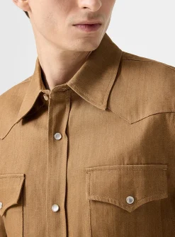 Speckled brown denim Western shirt