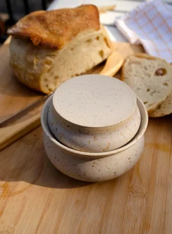 Speckled enamelled ceramic French butter dish