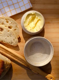 Speckled enamelled ceramic French butter dish