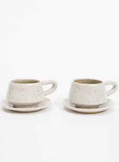 Speckled stoneware espresso cup set