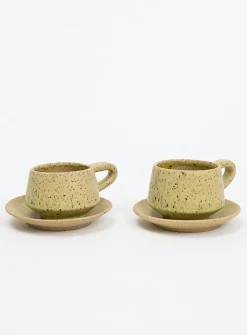Speckled stoneware espresso cup set