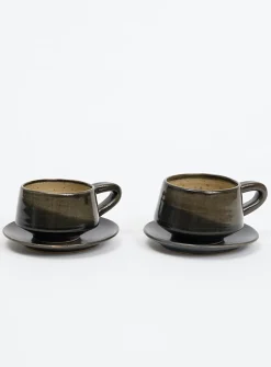 Speckled stoneware espresso cup set