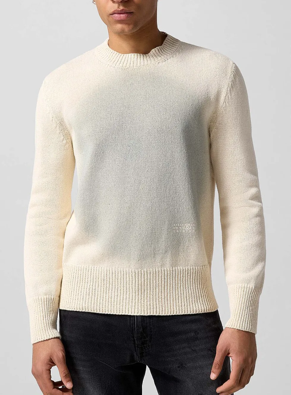 Spray paint print raw knit sweater