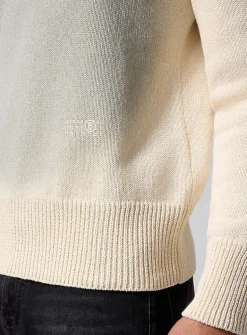 Spray paint print raw knit sweater