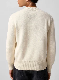 Spray paint print raw knit sweater