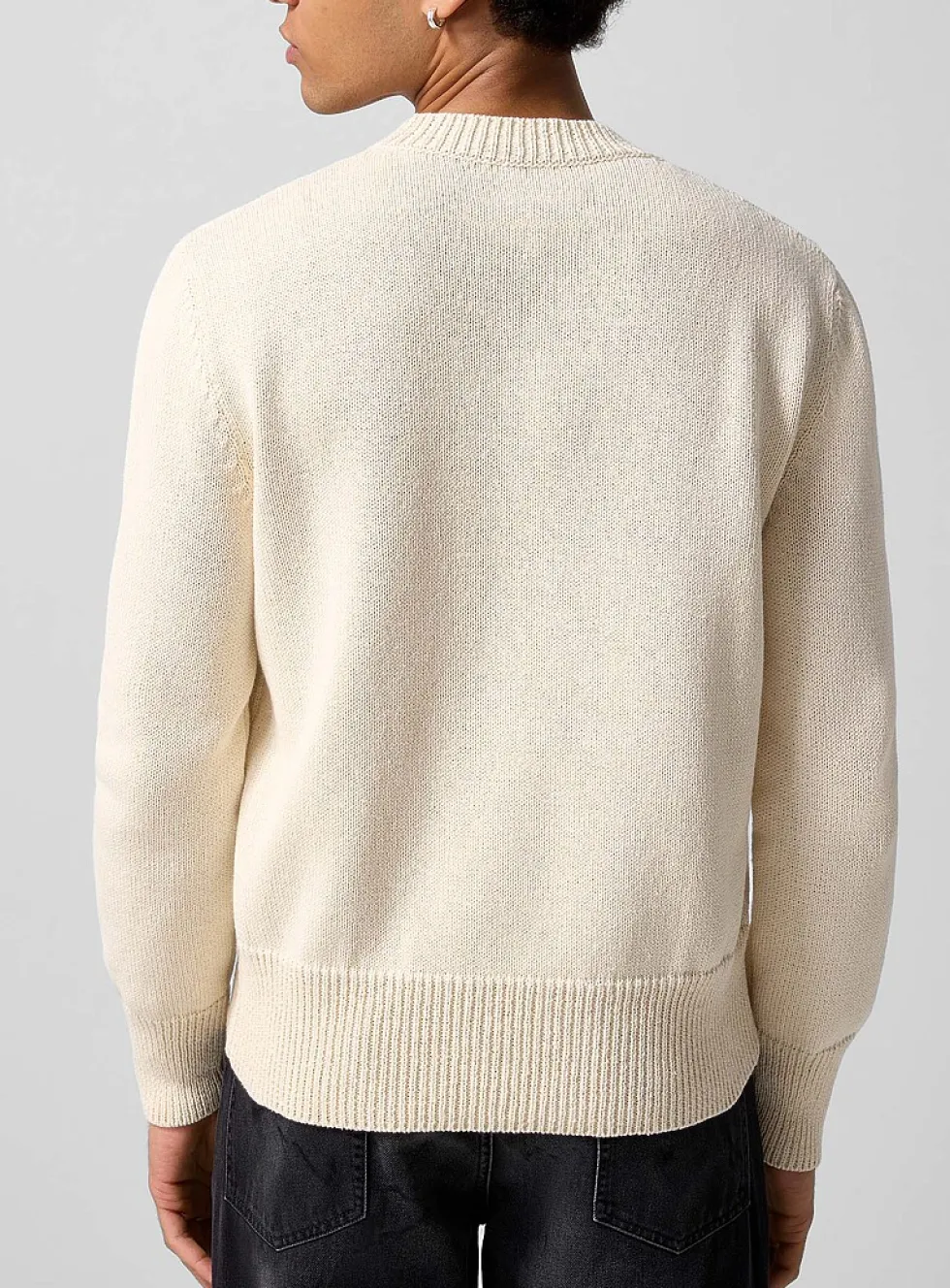 Spray paint print raw knit sweater