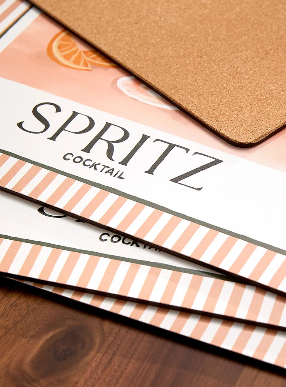 Spritz laminated cork placements