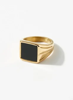 Square black signet ring