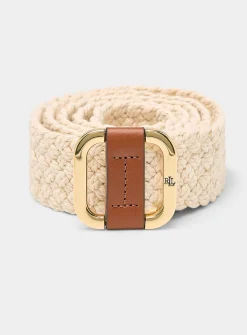 Square-buckle braided cord belt