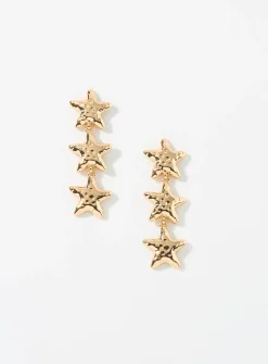 Starfish long triple earrings