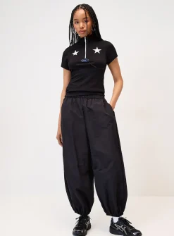 Stars zippered mock-neck T-shirt