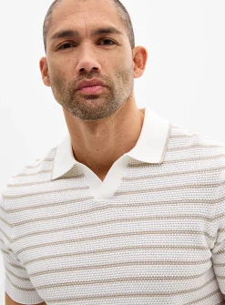 Stellan twin-stripe Johnny-collar polo