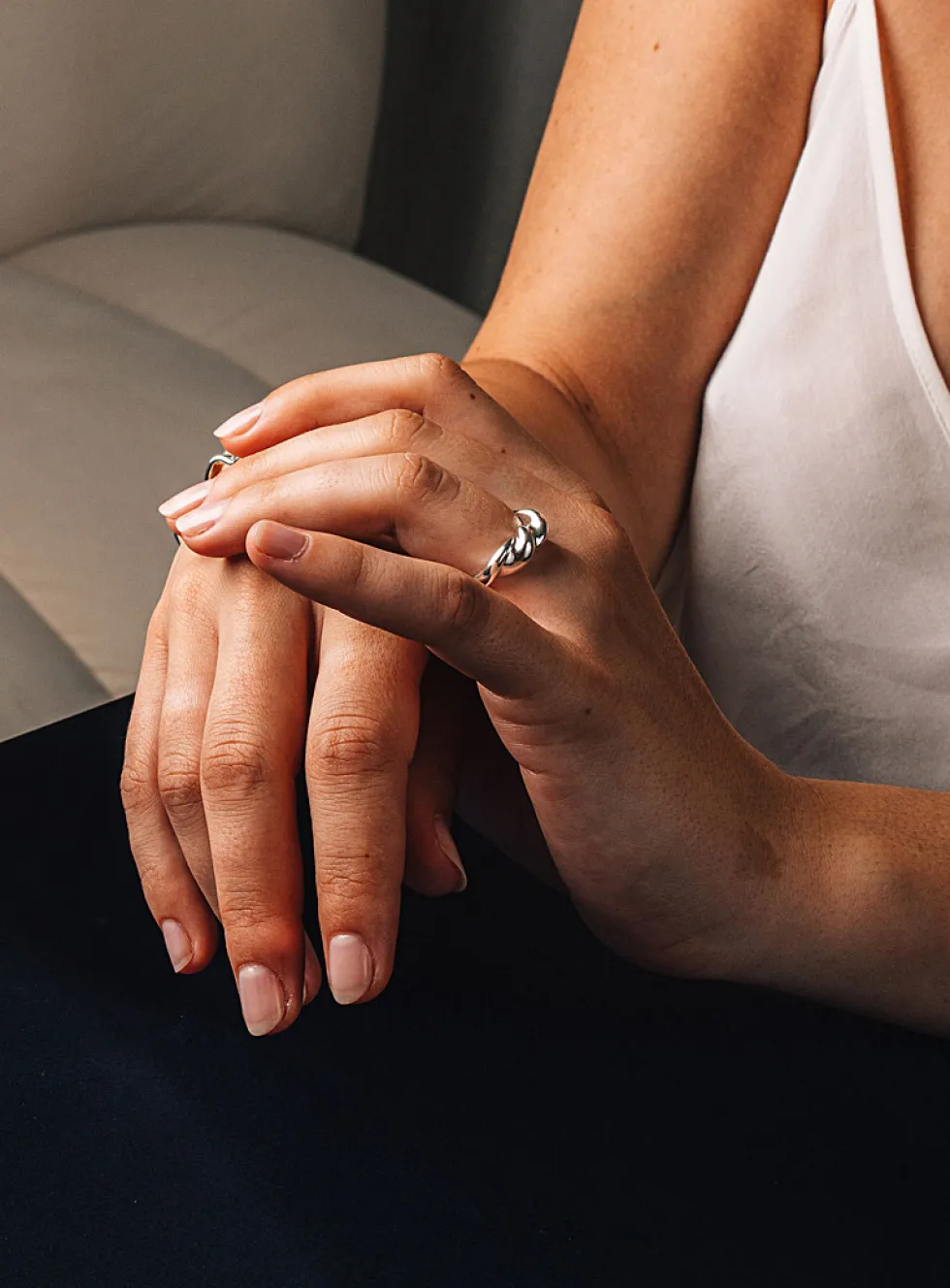 Sterling silver knotted ring