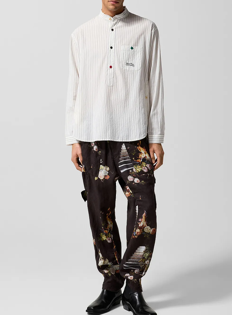 Still life print linen pant